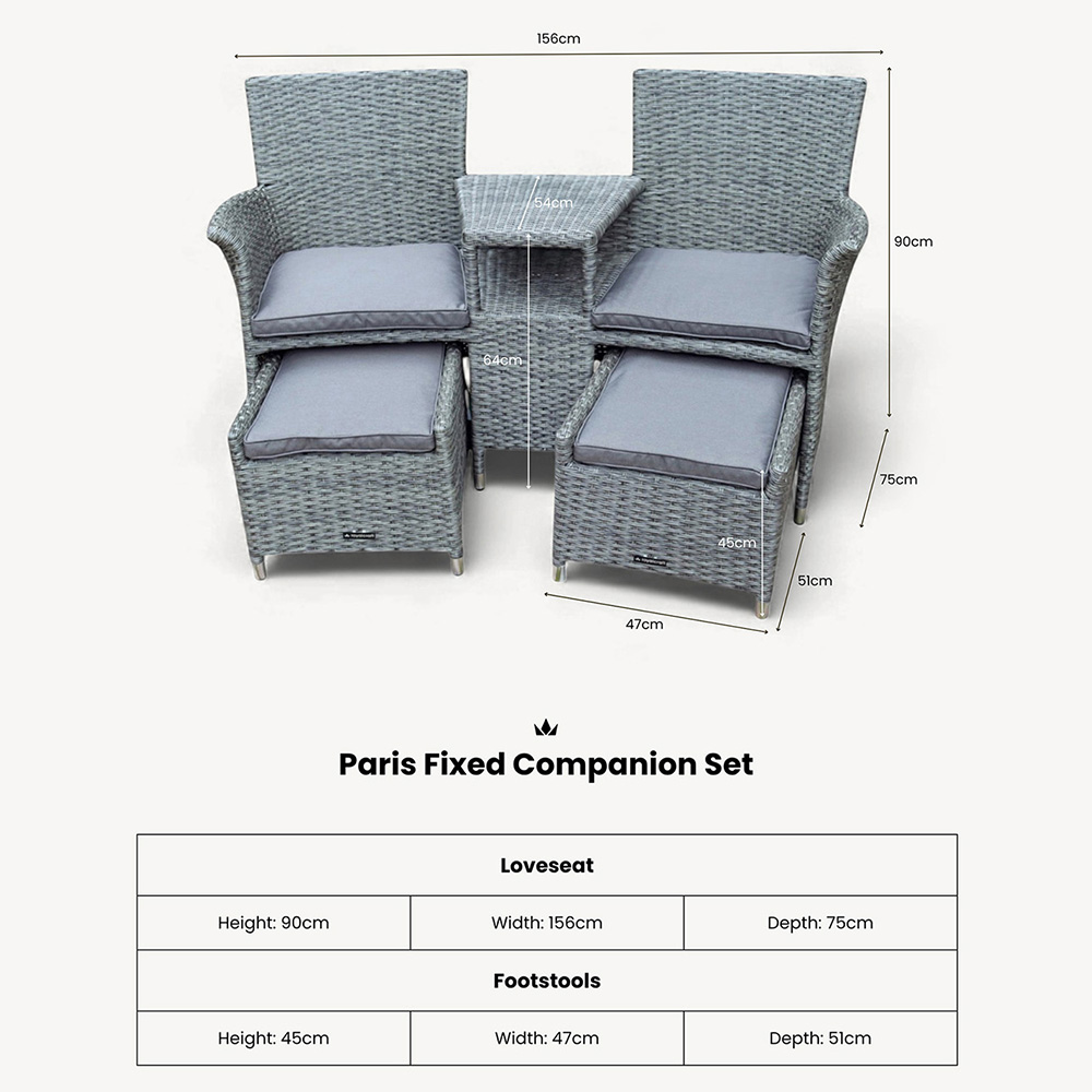 Royalcraft Paris 2 Seater Companion Seat with Footstools Image 6