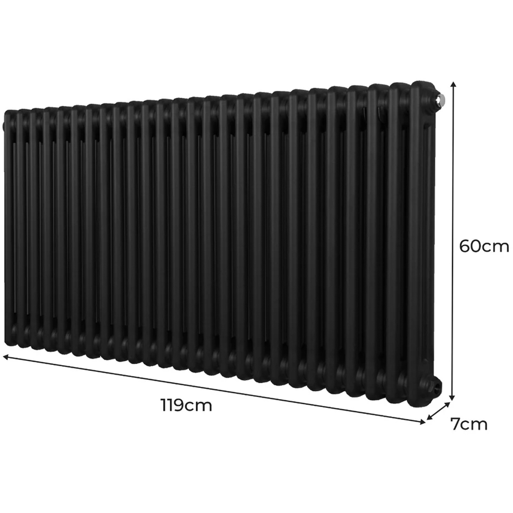 Monster Shop 5053 BTU Black Traditional 2 Column Radiator 600 x 1192mm Image 6
