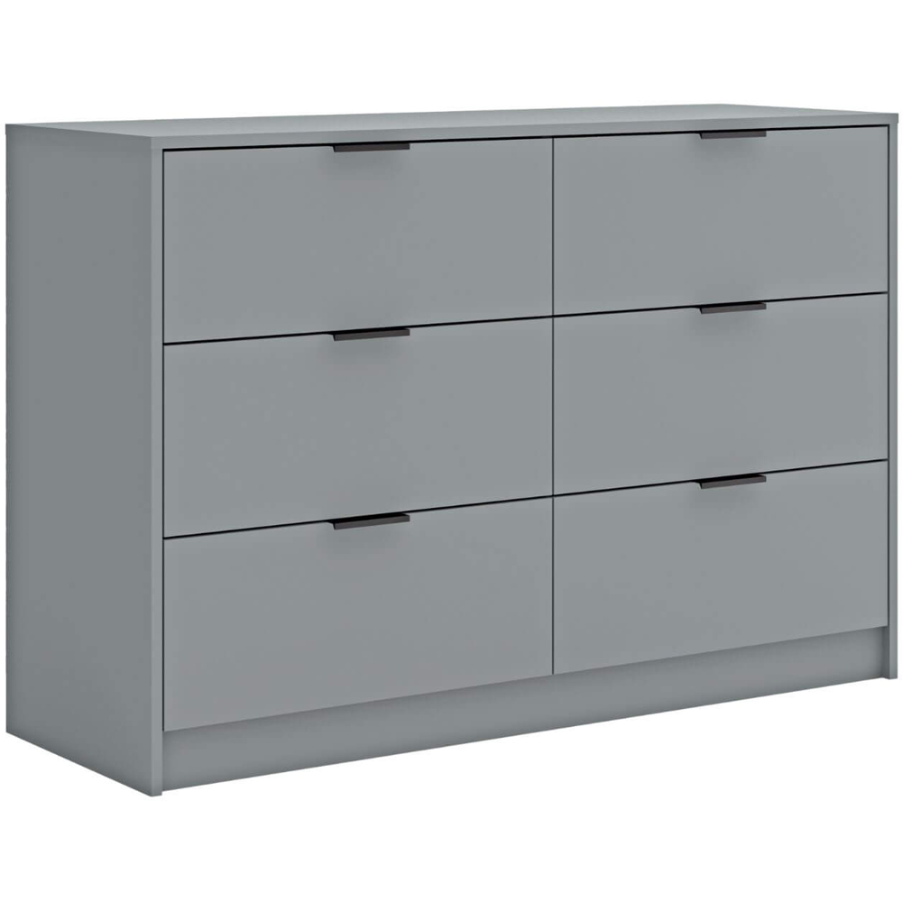 Home Source Phoenix 6 Drawer Grey Wide Chest of Drawers Image 2