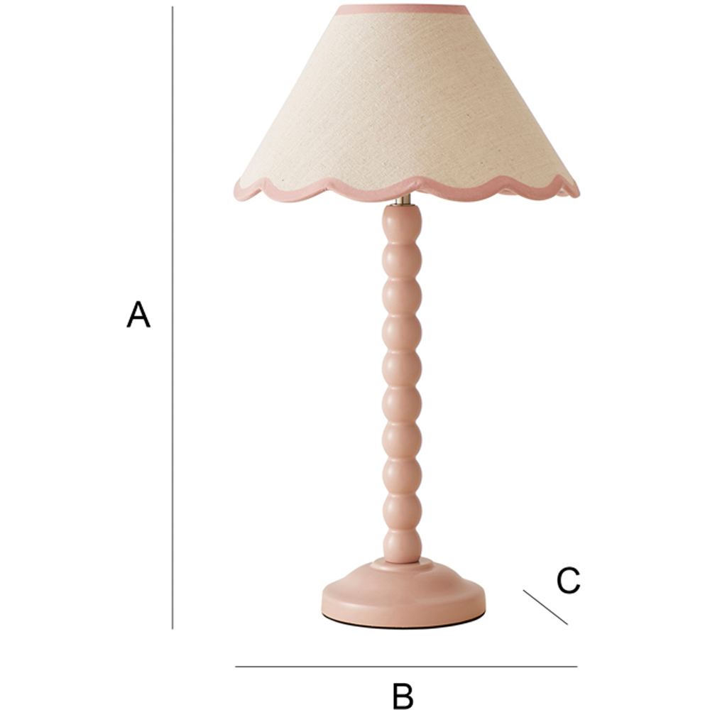 ValueLights Bobbins Pink Scallop Shade Rose Pink LED Table Lamp Image 8