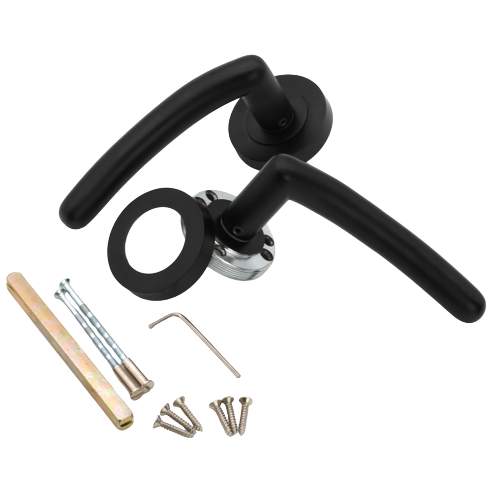 Spira Brass Mercury Matt Black Lever Door Handle 2 Pack Image 4