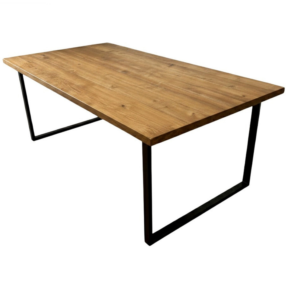 Homebase Mid Oak Brown 6 Seater Sleek and Slender Reclaimed Dining Table 100 x 180cm Image 2