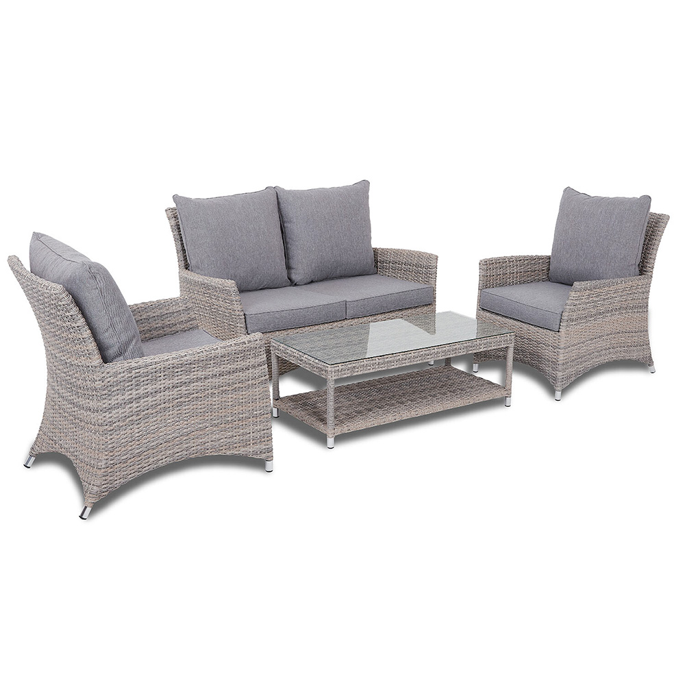 Florence 4 Seater Grey Wicker Outdoor Sofa Set Image 2