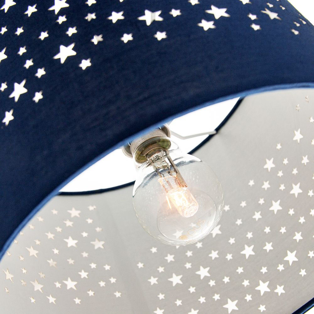 Happy Homewares Midnight Blue Cotton Stars Pattern Pendant Lamp Shade Image 2
