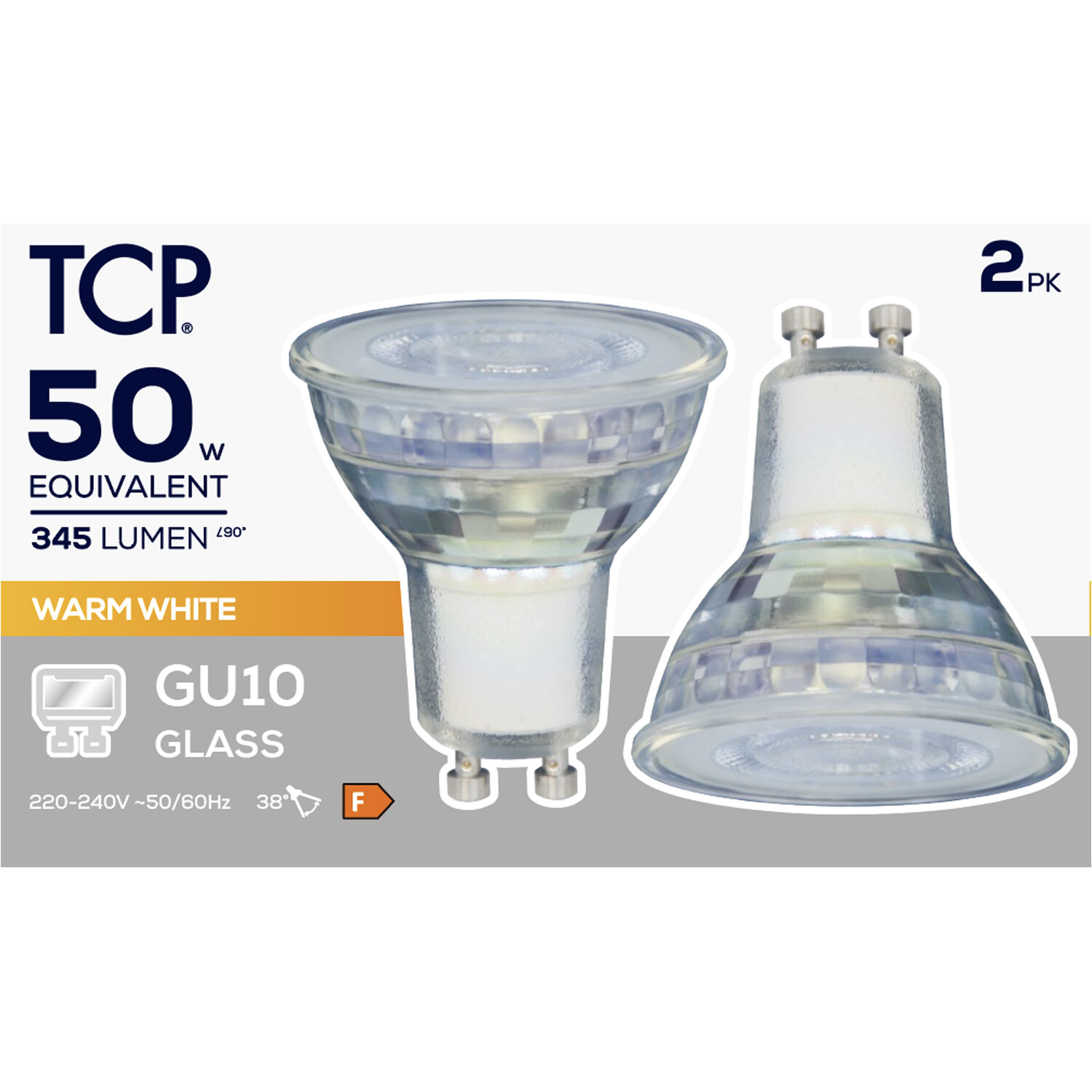 TCP LED Glass GU10 345L Warm White Bulbs - Warm White / 2 Image 2