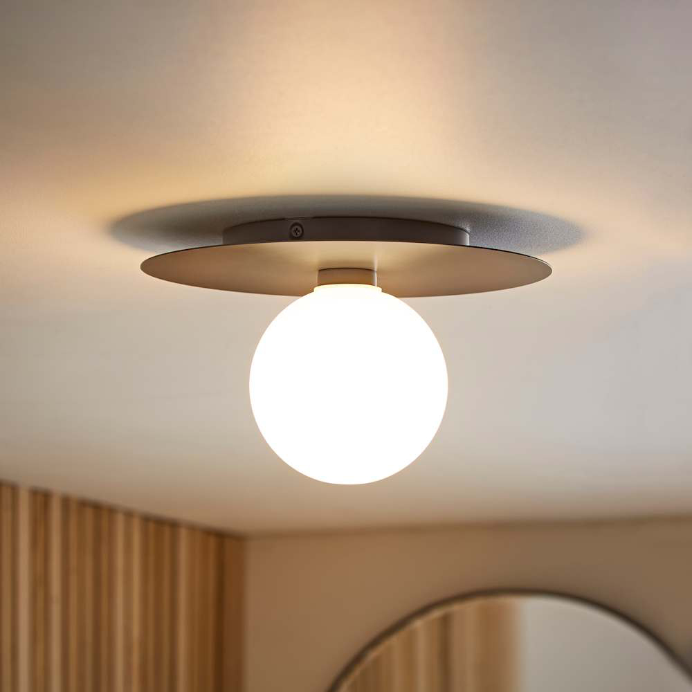 ValueLights Darla Navy Frosted Globe Bathroom Flush Ceiling Light and Bulb Image 6