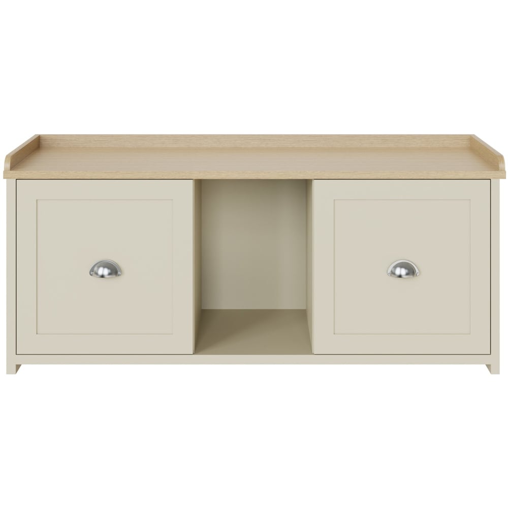 GFW Lancaster 2 Door Cream and Oak Shoe Bench Image 3