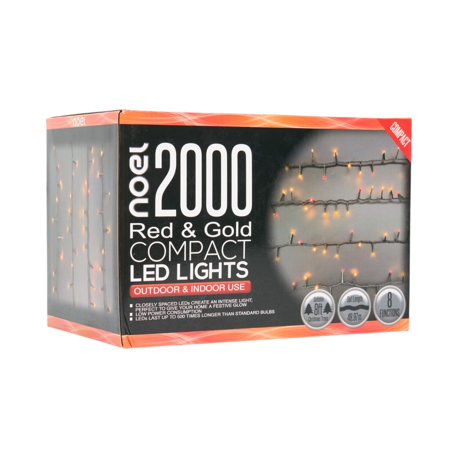 Compact LED Light Chain Red and Gold 2000 Image 3