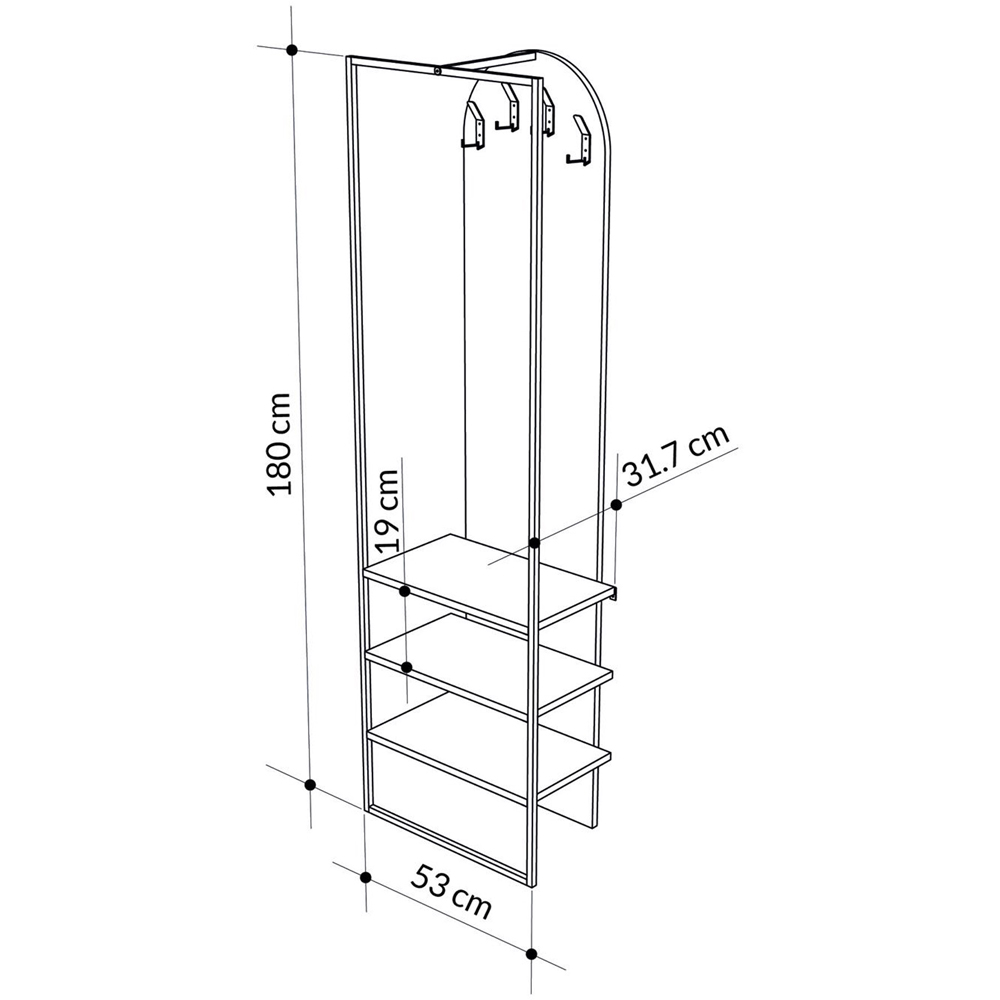 FWStyle Archy 3 Shelf Retro Grey Coat Rack Stand with Shoe Storage Image 6