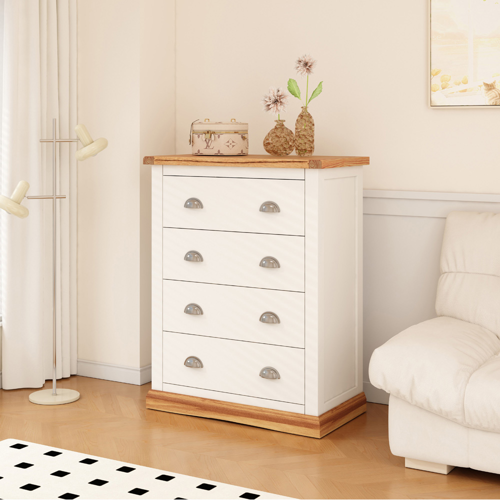 Cabinet Bits Tropea 4 Drawer Off White Chrome Cup Handle Chest of Drawers Image 8