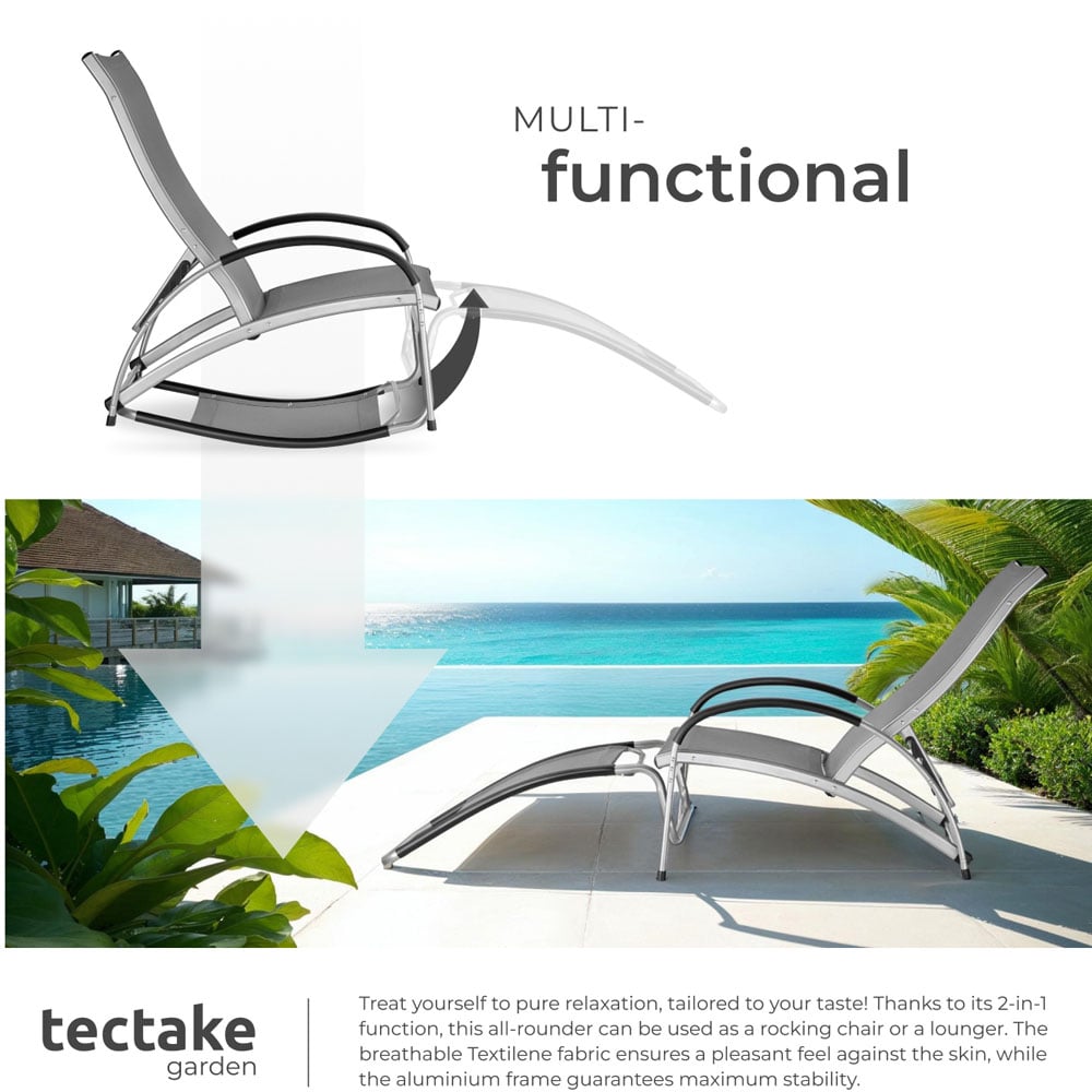 tectake Avignon Grey 2 in 1 Sun Lounger with Adjustable Backrest Image 5
