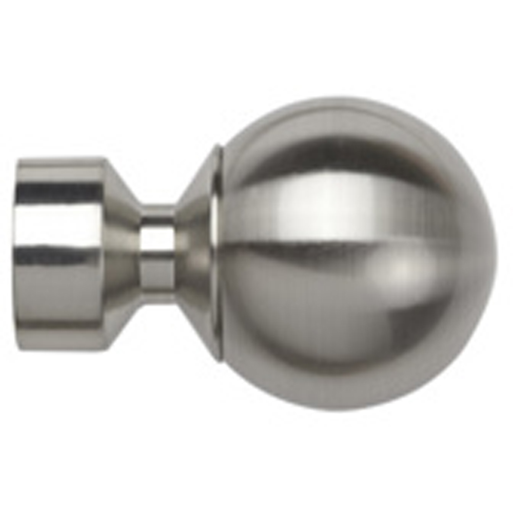 New Edge Blinds 200cm Fixed Length Satin Silver Eyelet Metal Curtain Pole Set with Met Ball Finial Image 2