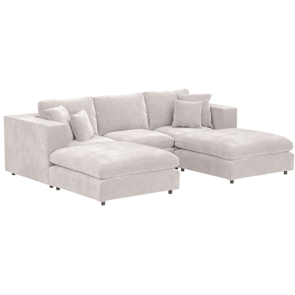 SOLACE+CO Asher 4 Seater Beige Boucle U Shape Sofa with Footstool Image 2
