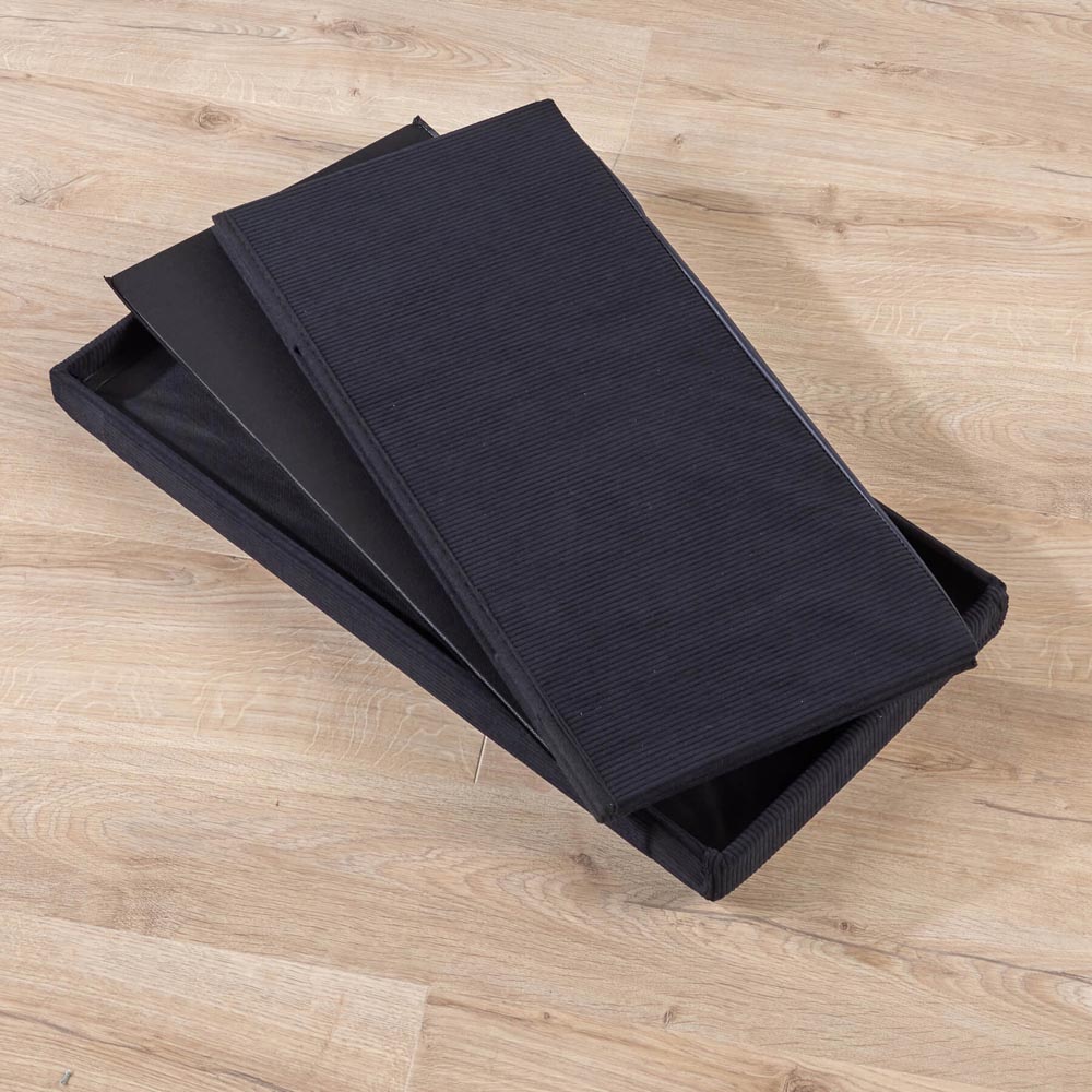 Home Source Black Corduroy Fabric Rectangular Foldable Storage Ottoman Image 5
