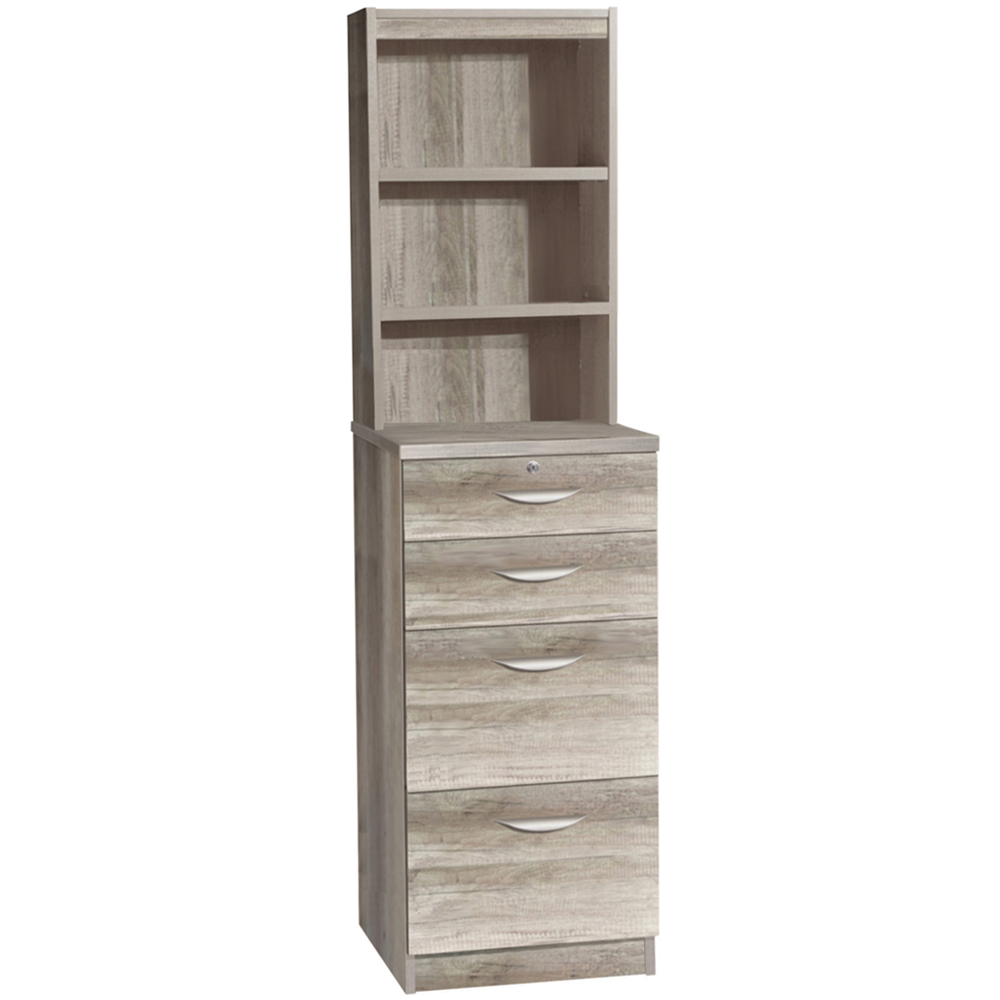 R White Cabinets 4 Drawer 3 Shelf Grey Filing Cabinet with Hutch Image 2