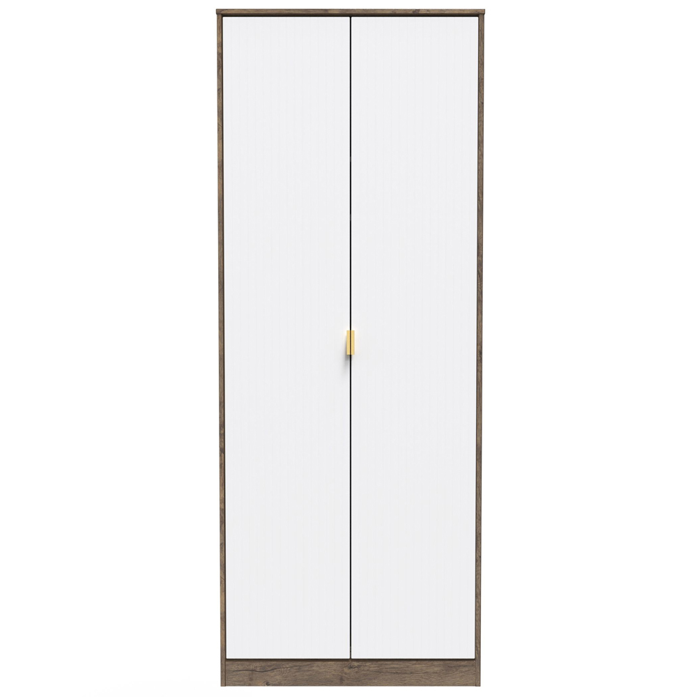 Crowndale 2 Door White Matt and Vintage Oak Wardrobe Ready Assembled Image 3