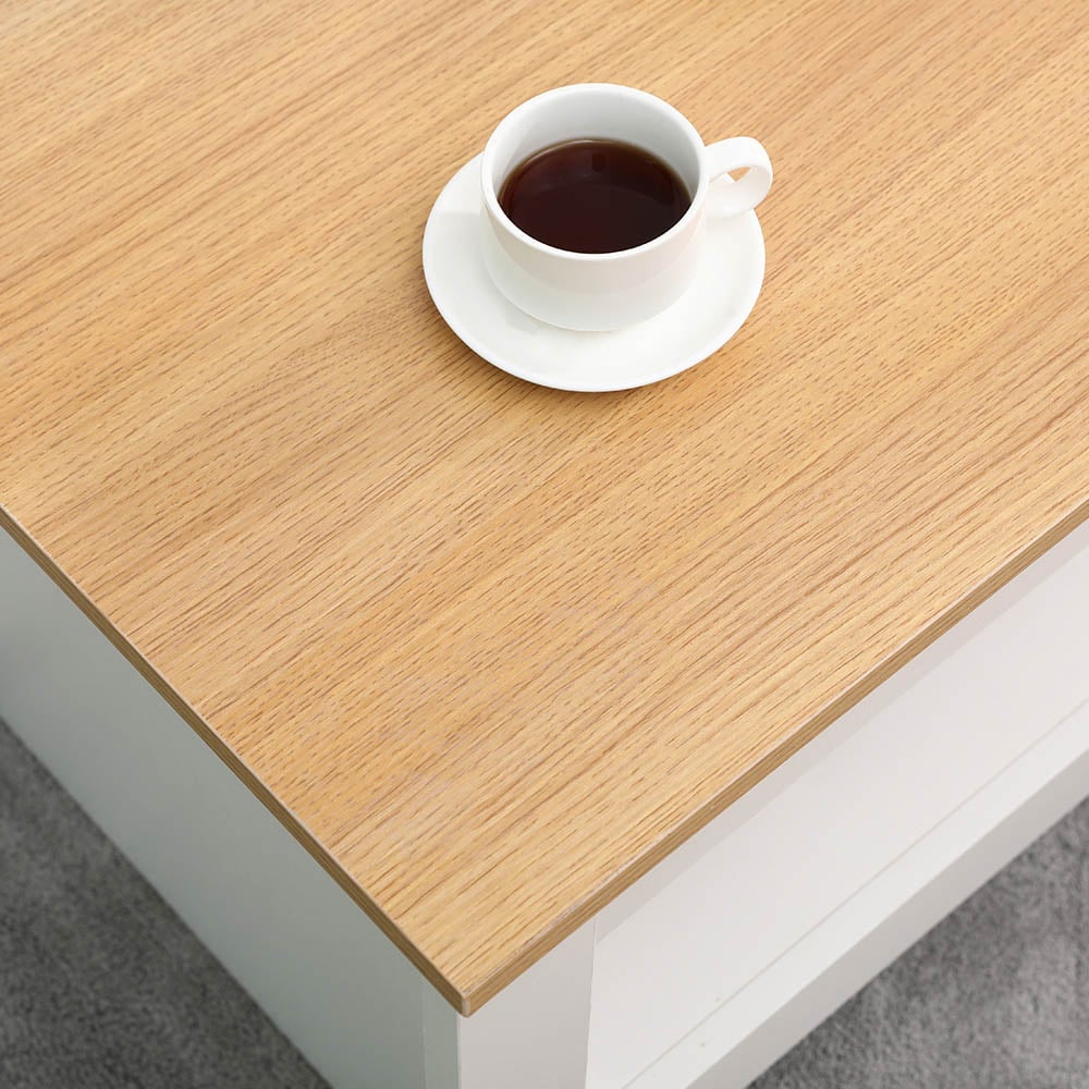 FurnitureHMD Single Shelf White and Oak Effect Wooden Coffee Table Image 5