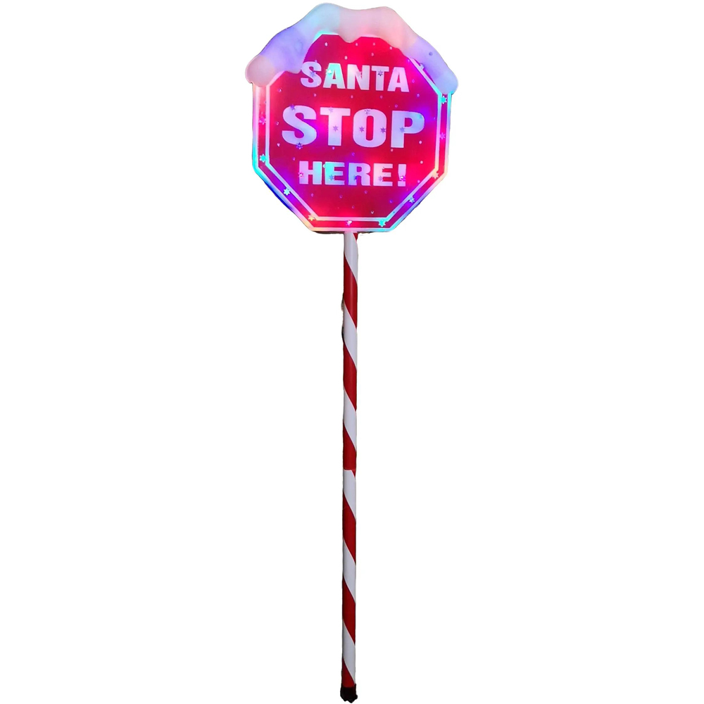 Samuel Alexander Premier Light Up Santa Stop Here Christmas Sign 110cm Image 2