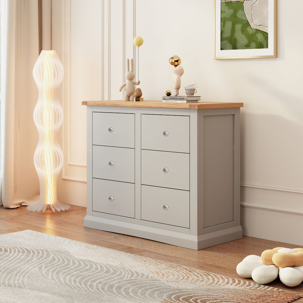 Cabinet Bits Loreo 6 Drawer Grey Chrome Knob Chest of Drawers Image 5