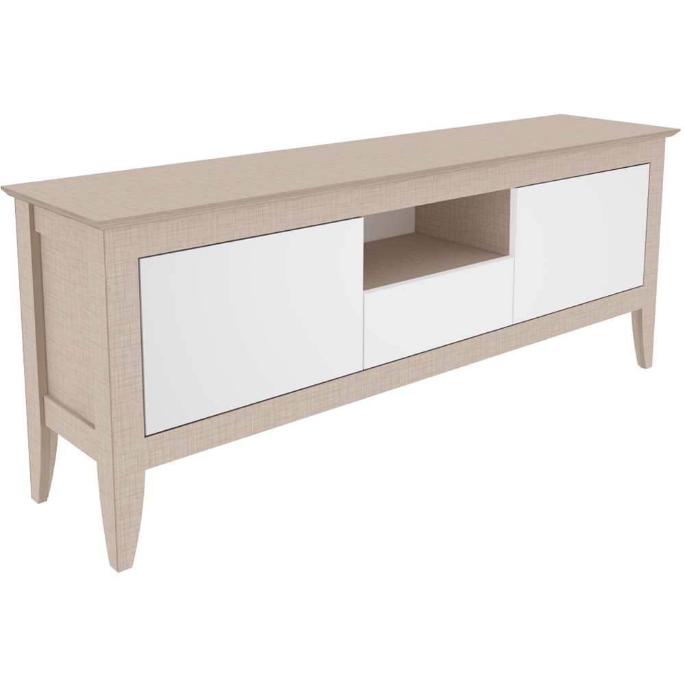 Decorotika Verde 3 Door Single Shelf Beige and White TV Unit Image 2