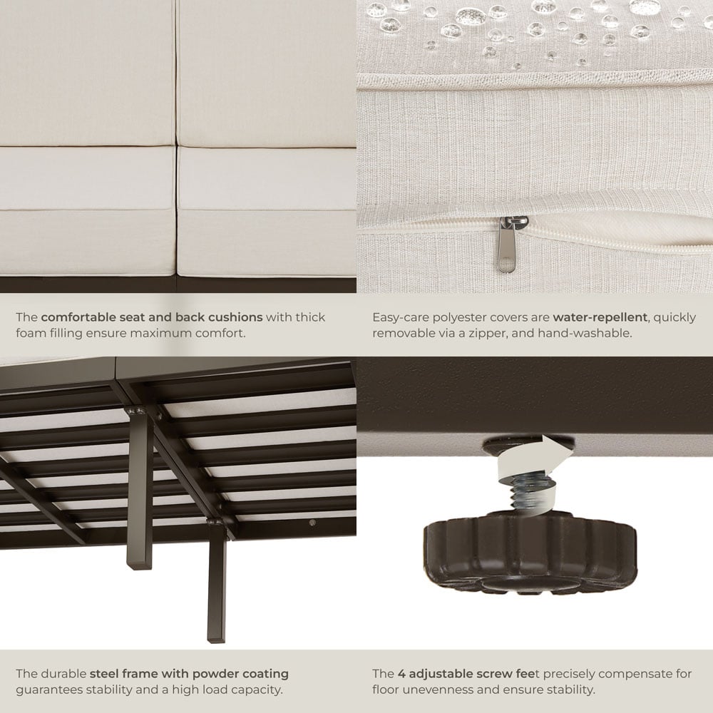 tectake Comosa 2 Seater Garden Sofa with Cushion Image 5