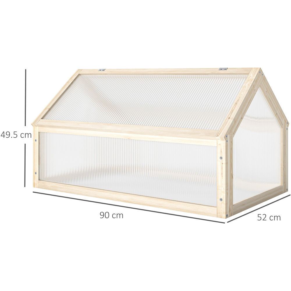 Outsunny Natural Wooden Polycarbonate 2.9 x 1.7ft Mini Greenhouse Image 8