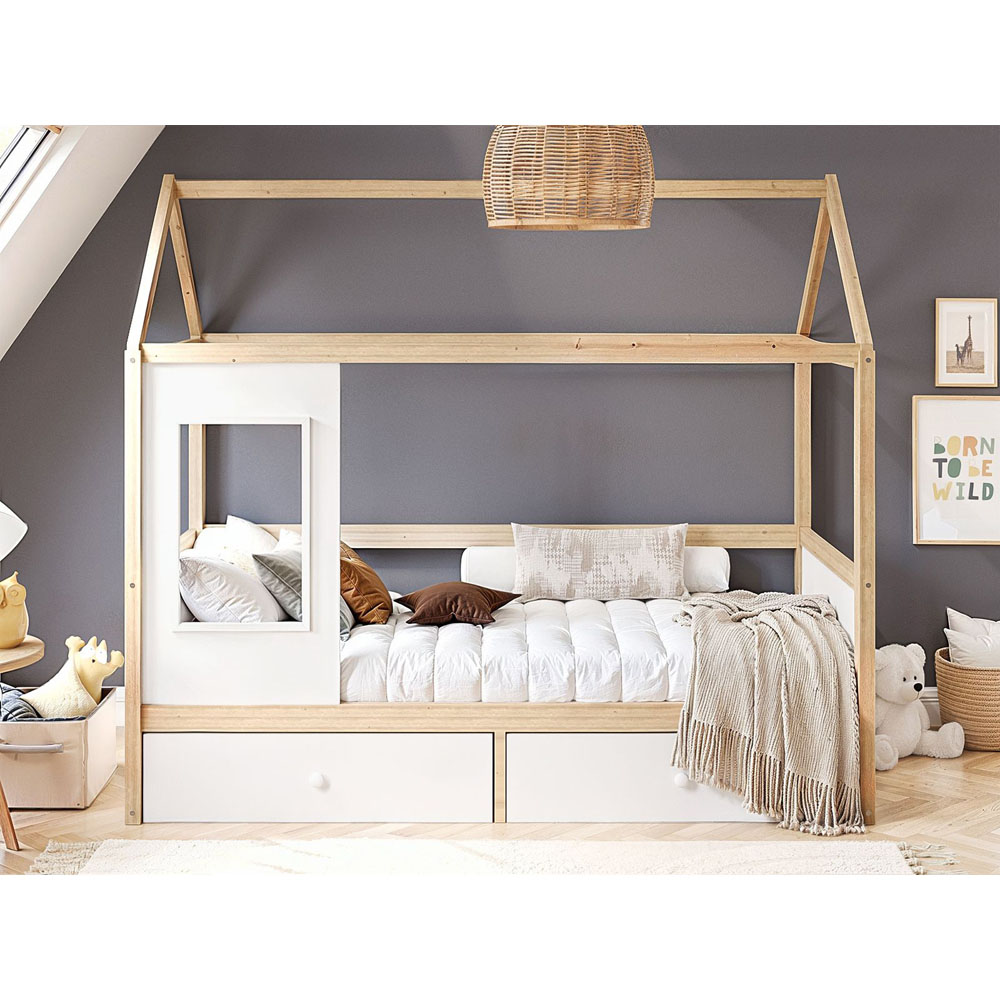 Flair Ted White Wooden Play House Bed Frame with Storage Image 5