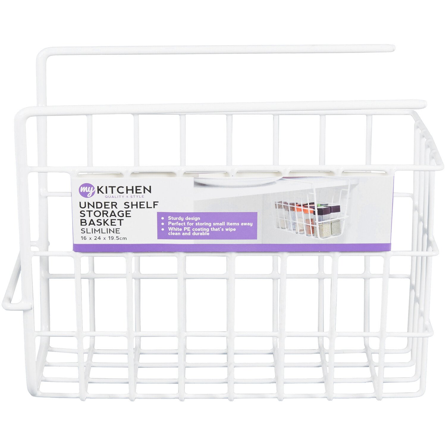 White Metal Wire Storage Basket - White Image 1