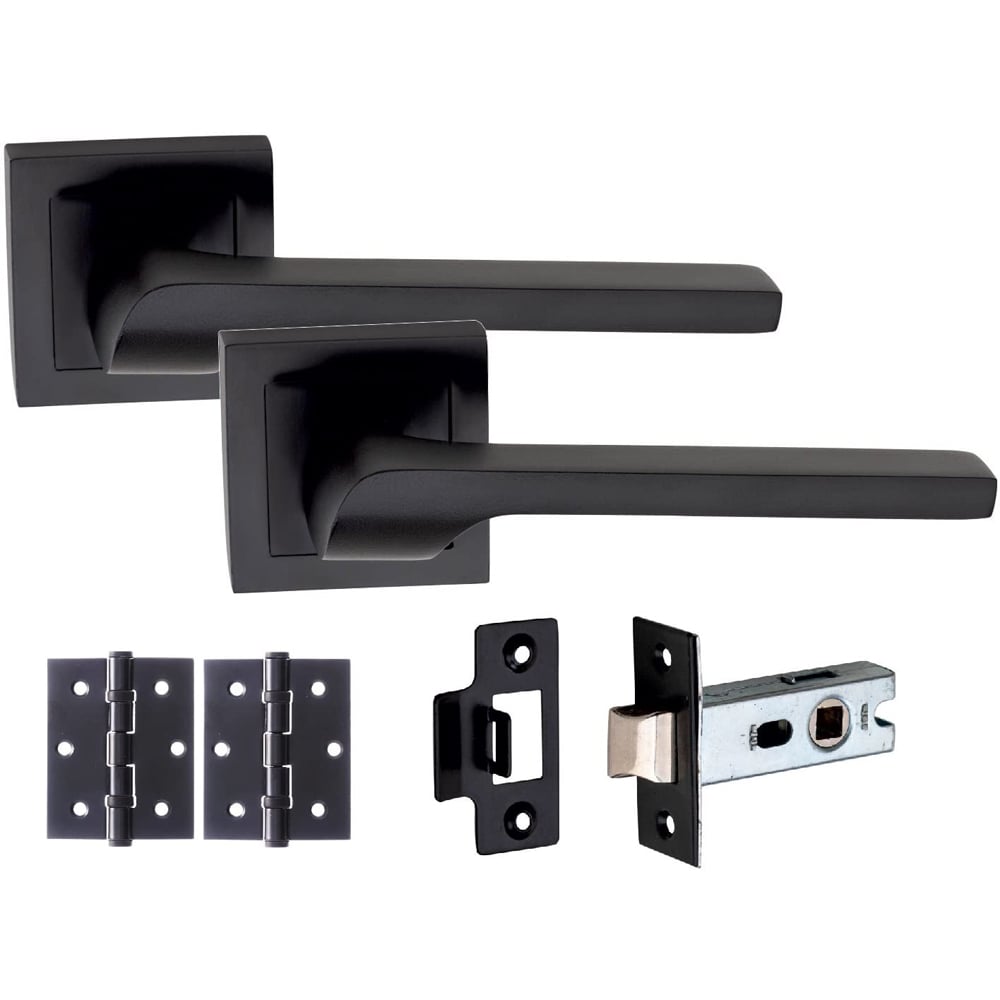 Golden Grace Matt Black Sigma Door Handle Set 64mm 4 Pack Image 2