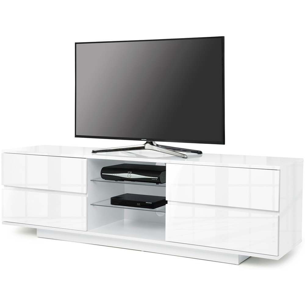 Centurion Supports Avitus 4 Drawer 3 Shelf Premium High Gloss White TV Unit Image 5