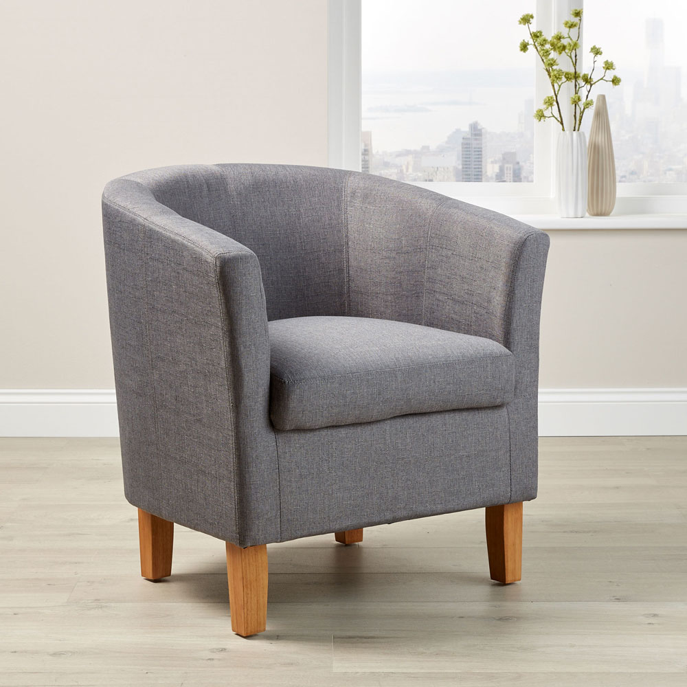 Home Source Bedford Light Grey Padded Tub Chair Image 5