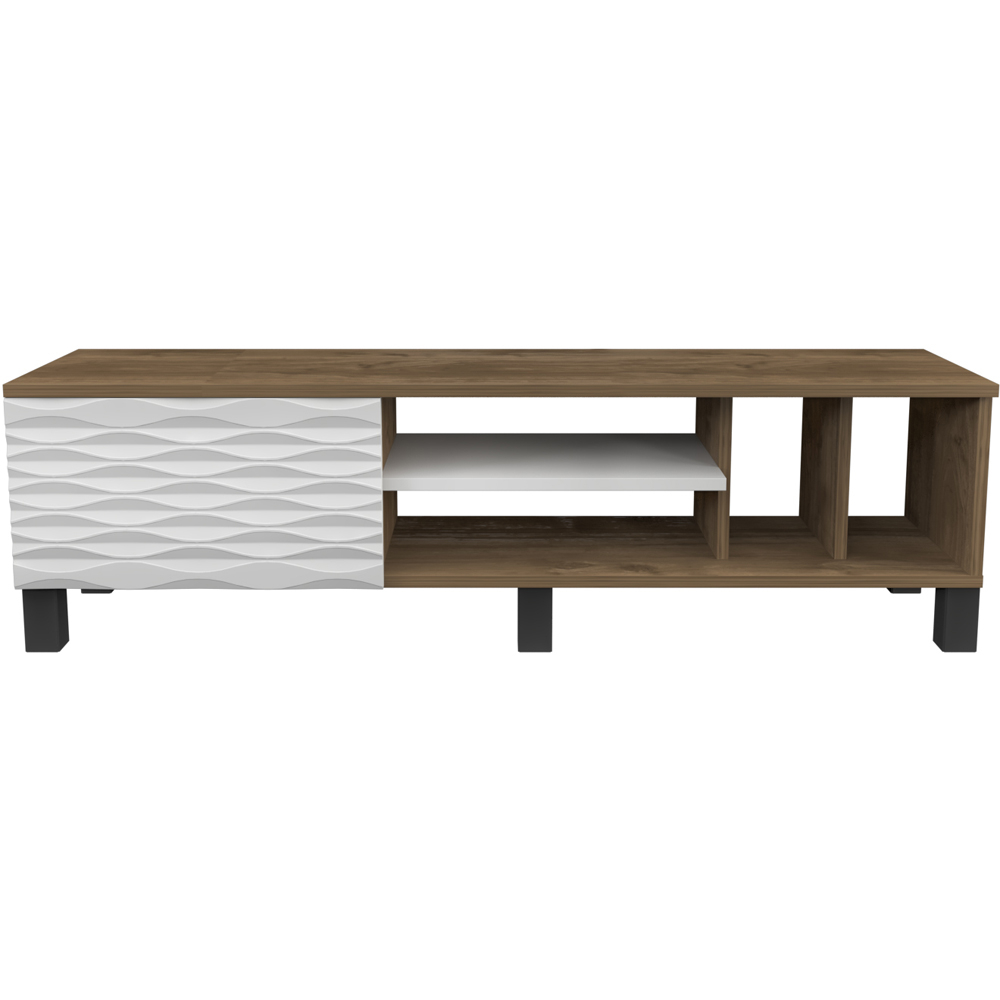 Decorotika Olyo Single Door 4 Shelf Walnut and White TV Unit Image 5