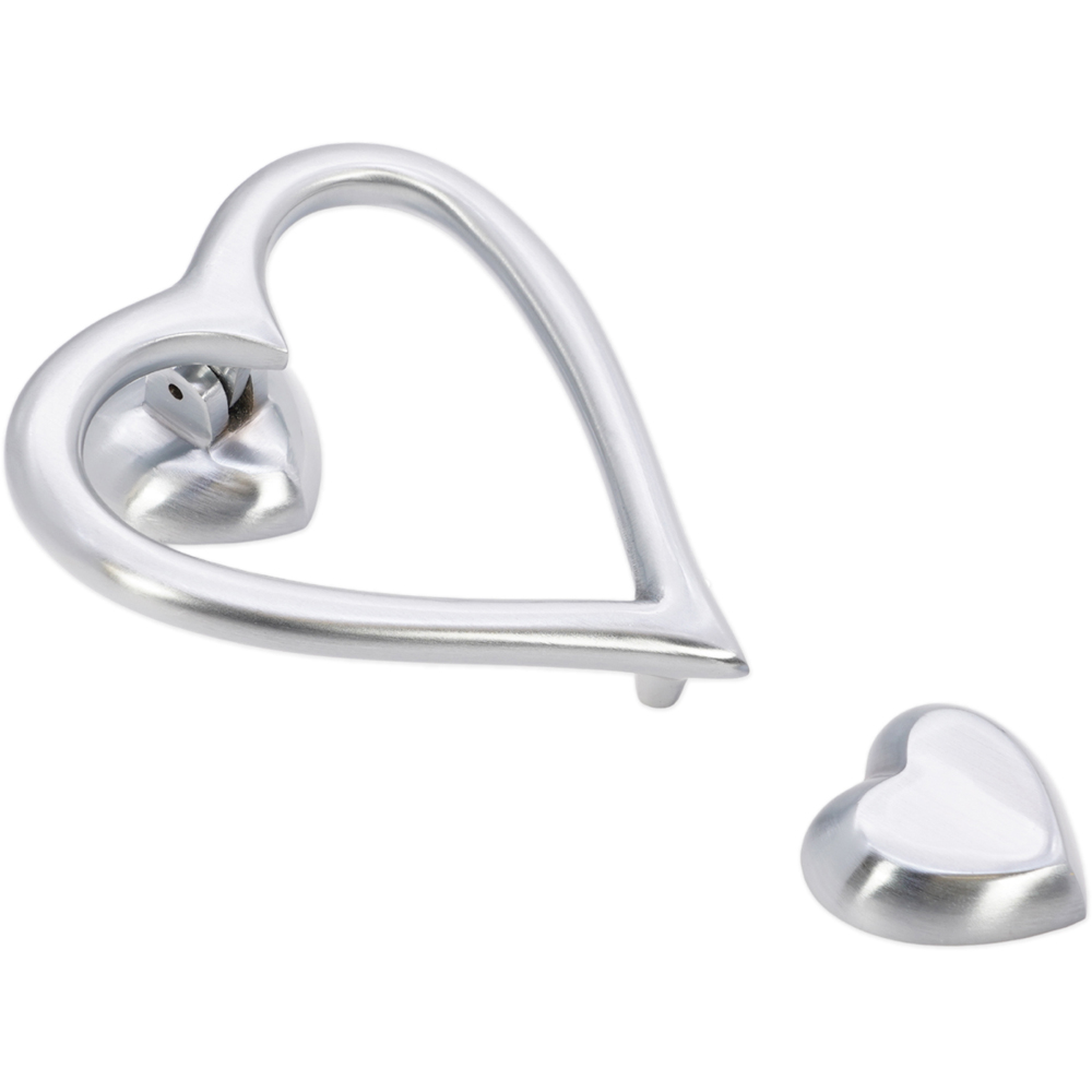 Spira Brass Satin Chrome Heart Door Knocker Image 3