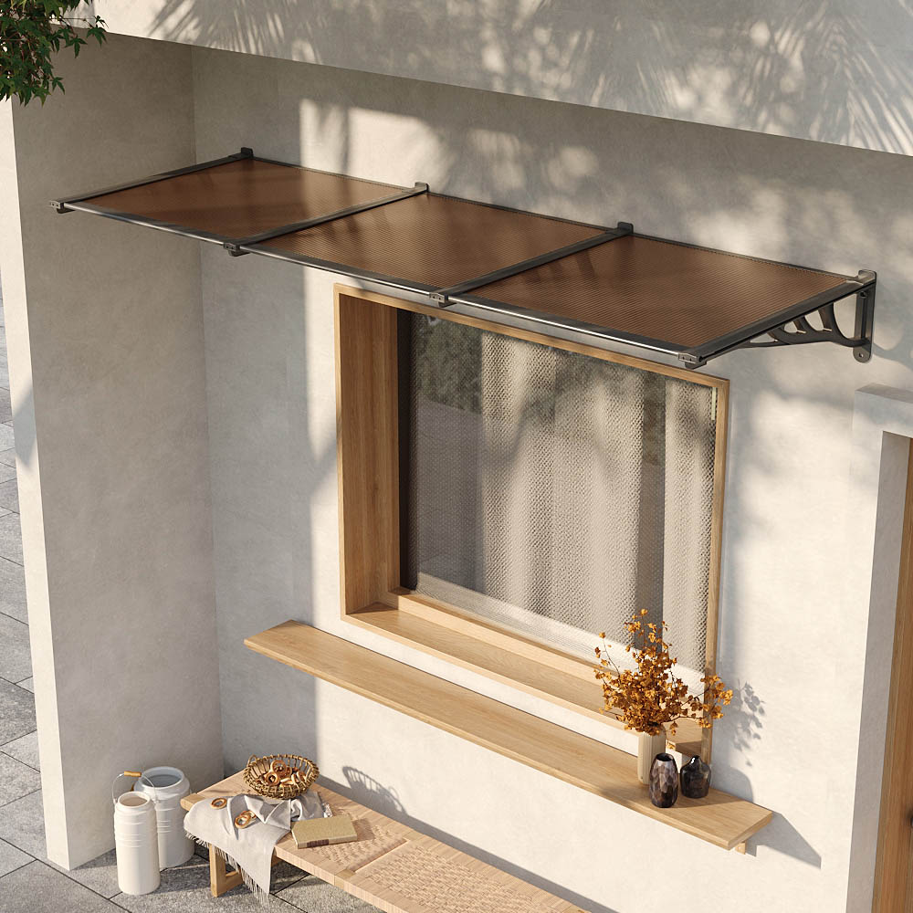 Living and Home Dark Brown Flat Door and Window Canopy 2.7 x 0.9m Image 7