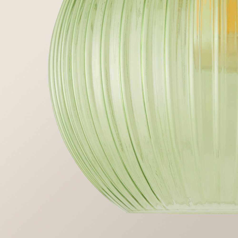 ValueLights Maddison Pale Green Ribbed Glass Easy Fit Ceiling Pendant Lamp Image 5