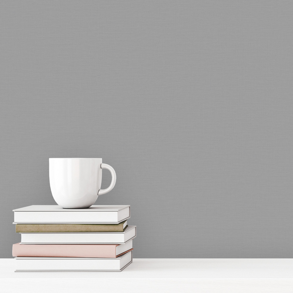 Grandeco Liva Plain Blown Vinyl Textured Grey Wallpaper Image 2