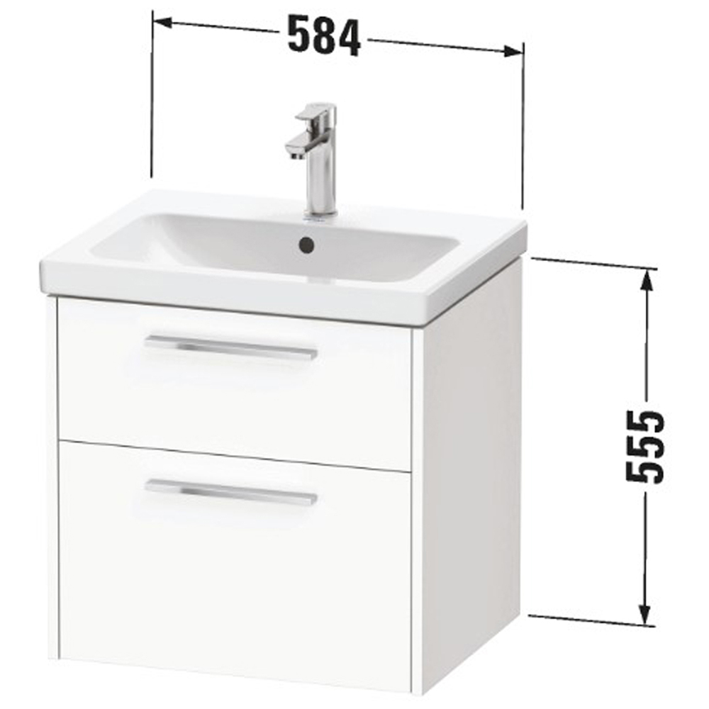 Duravit D-Code 2 Drawer Matt Graphite Wall Hung Vanity Unit 584 x 460mm Image 2