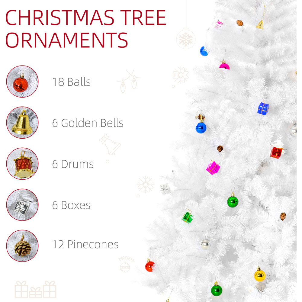 Everglow White Snow Artificial Christmas Tree with Metal Stand and Decorations 6ft Image 4