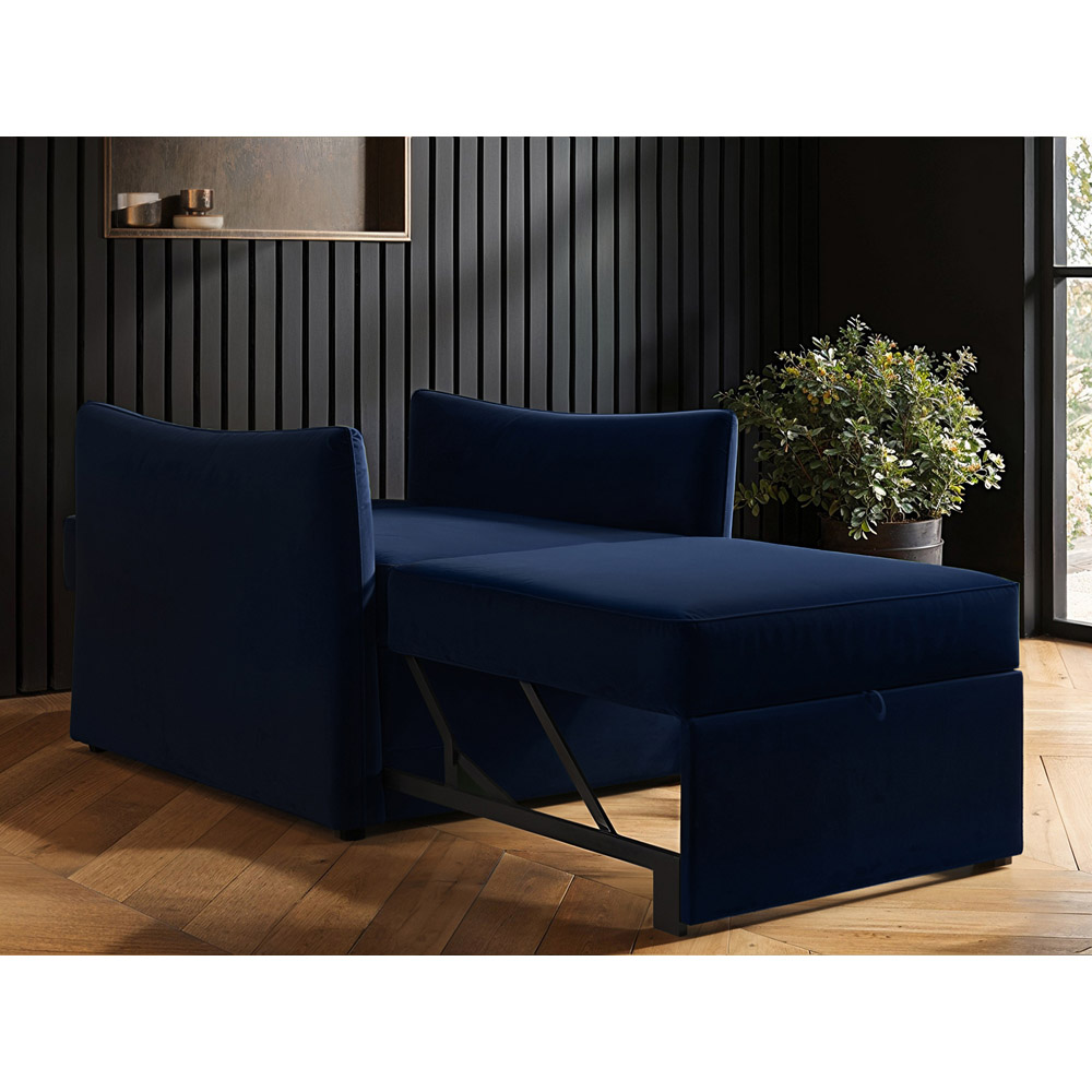 Solace+Co Skyler Navy Velvet Armchair Bed Image 6