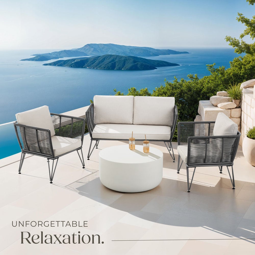 tectake Sundo 4 Seater Polyrattan Garden Sofa Set with Cushion Image 8