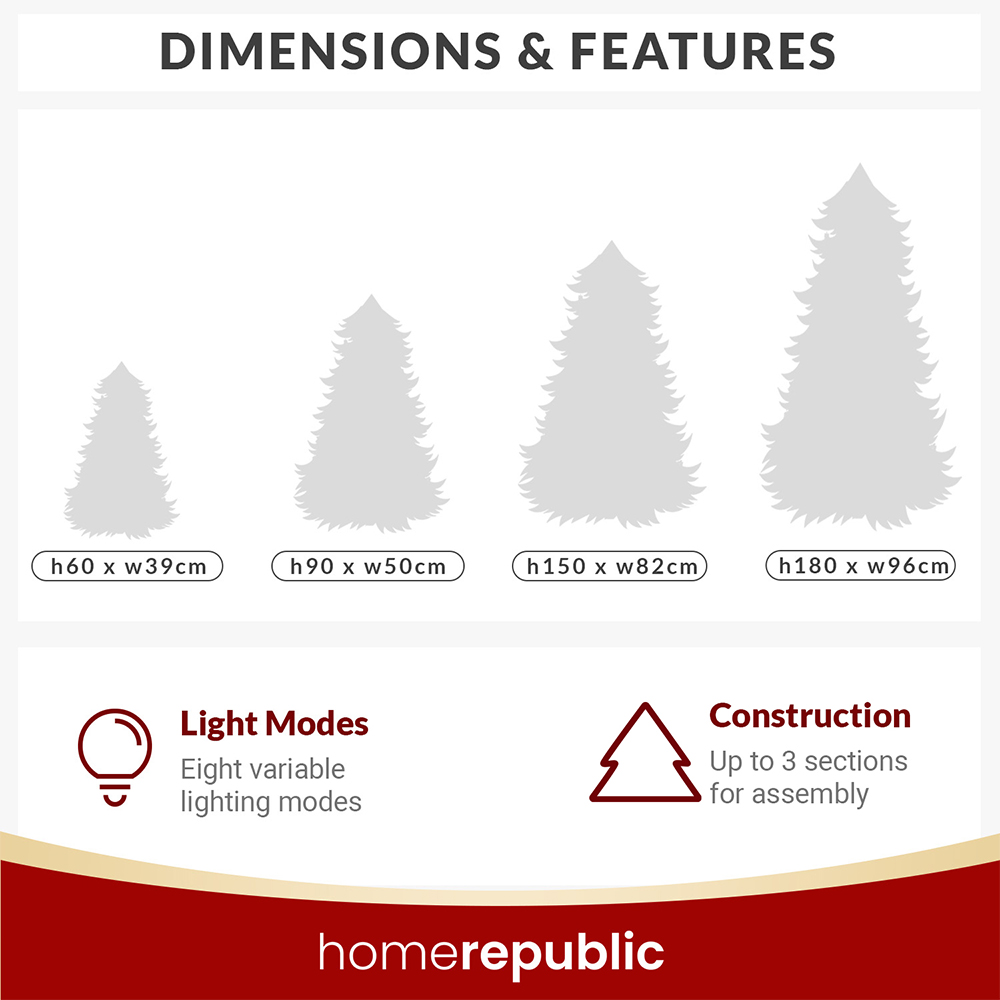 Noel Square Pre Lit Warm White LED Acorns and Berries Artificial Xmas Tree 5.9ft Image 5