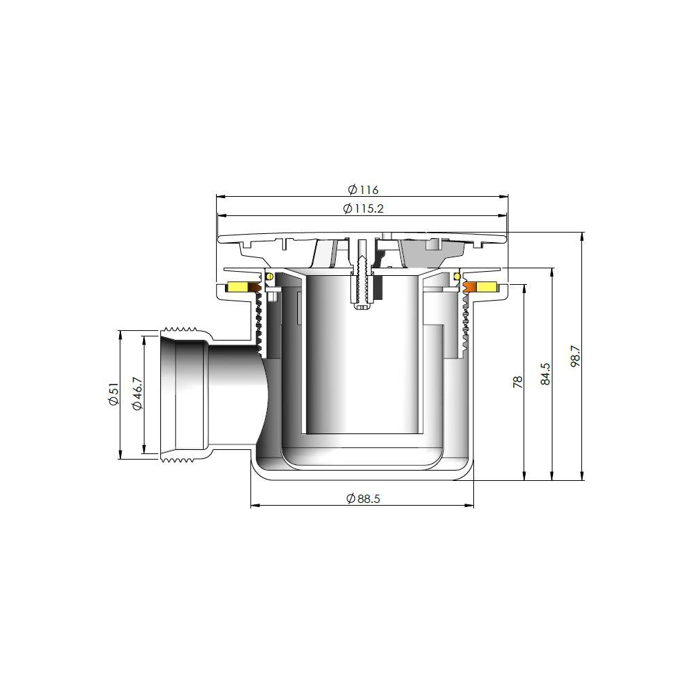 nuie Matt Black and Chrome Fast Flow Shower Waste Image 2