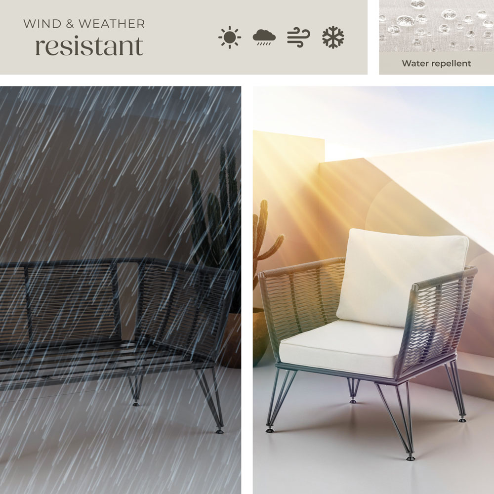 tectake Sundo 4 Seater Polyrattan Garden Sofa Set with Cushion Image 7