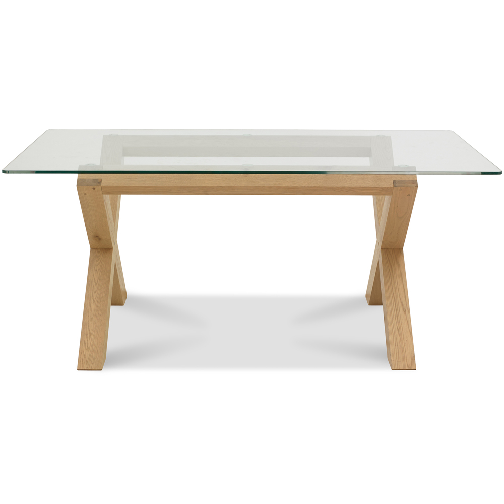 Bentley Designs Turin 6 Seater Light Oak Glass Top Dining Table Image 3