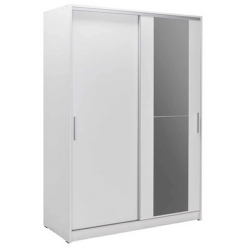 FWStyle 2 Door White Sliding Mirrored Double Wardrobe Image 2