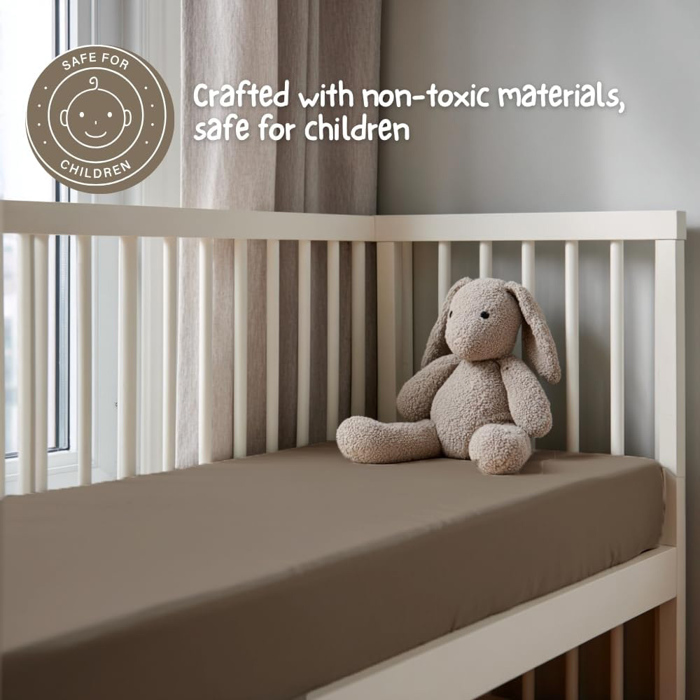 MHG Living Ecru and Brown Jersey Cotton Fitted Cot Bed Sheet 120 x 60cm 2 Pack Image 5