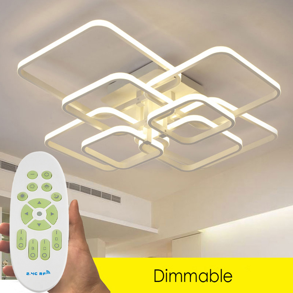 Living and Home White 8 Light Square LED Ceiling Light with Remote Image 9
