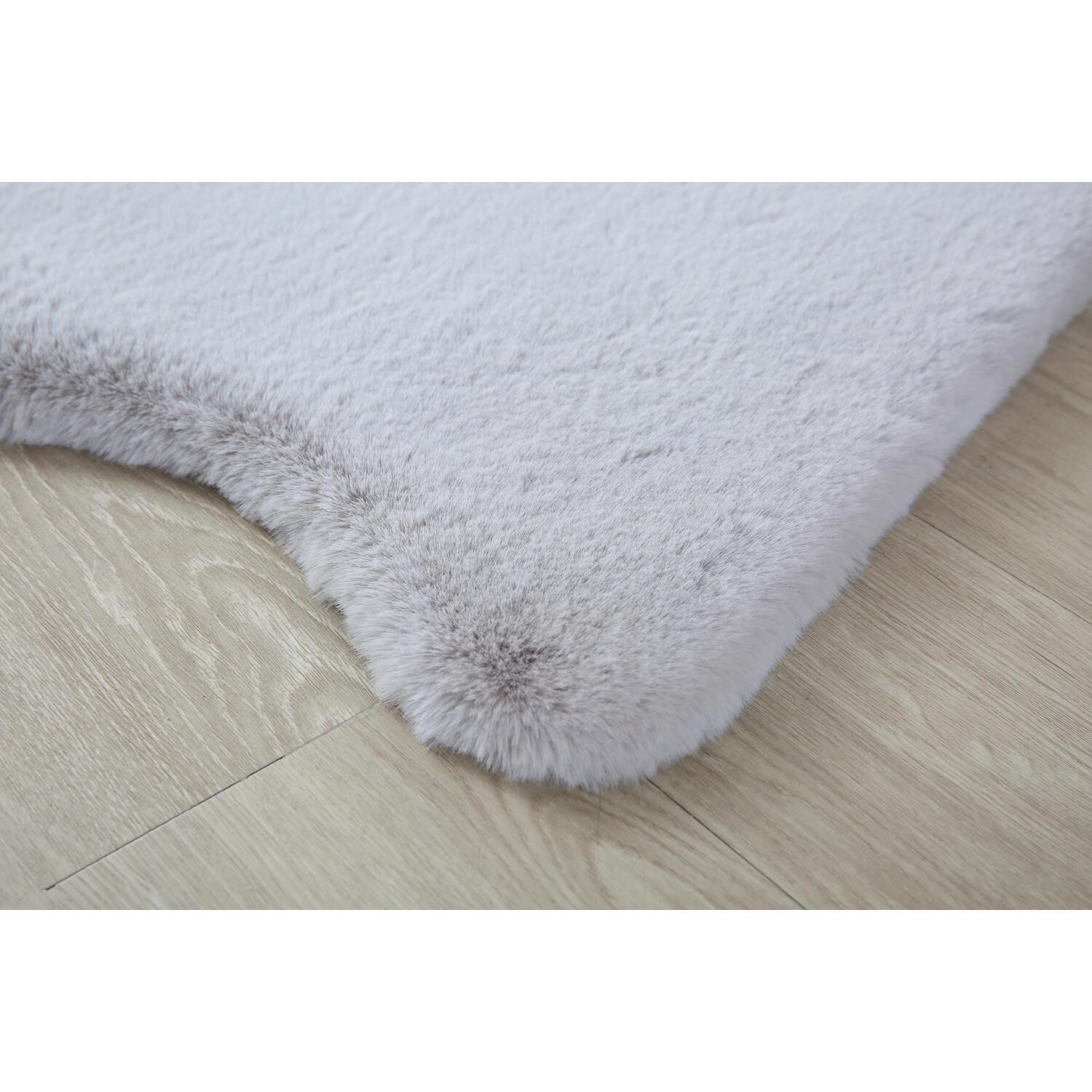 Silver Snow Faux Rabbit Fur Rug 90 x 60cm Image 3