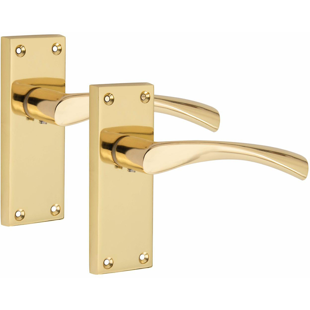 Golden Grace Polished Brass Victorian Scroll Astrid Door Handle Set 6 Pack Image 3