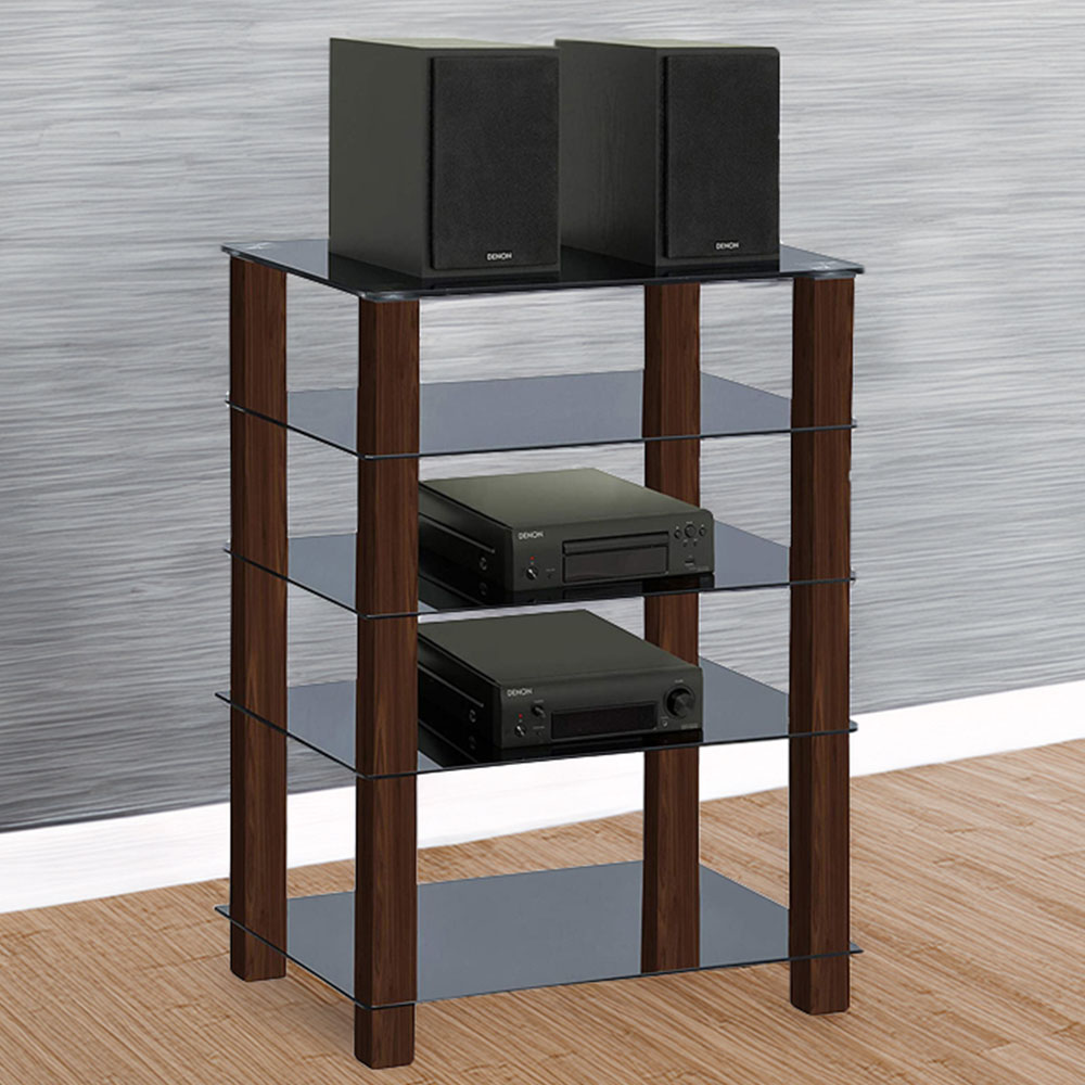 Centurion Supports Trinity Gloss Black and Walnut 5 Shelf TV Unit Image 1